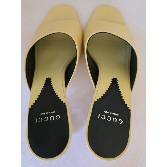 Gucci Yellow Leather Slide GG Logo Heels Size 39.5 - Picture 14 of 16